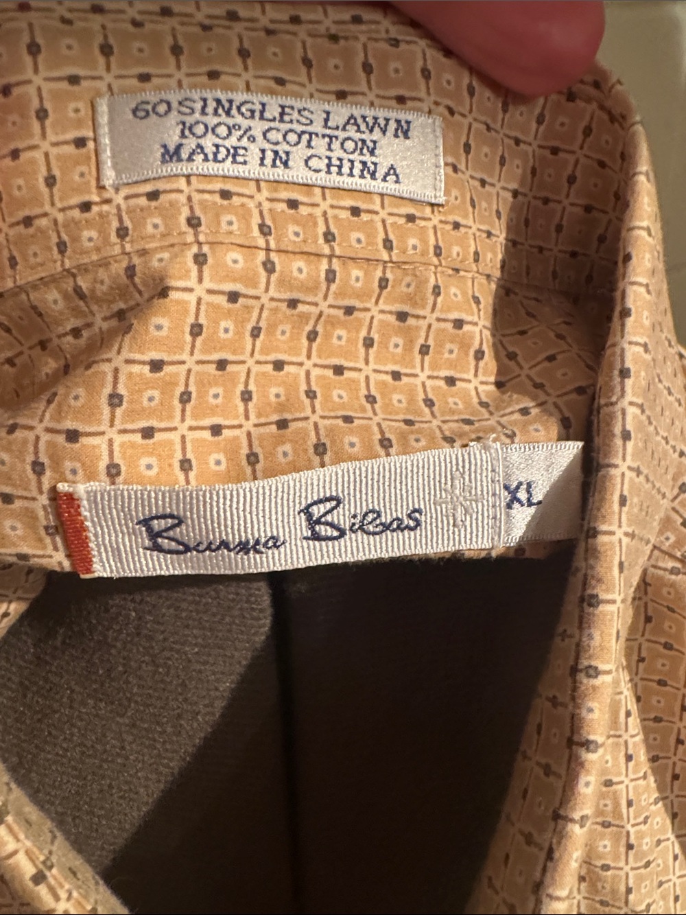 Burma Bibas Men's Short-Sleeve Button-Down Shirt in Light Beige Micro-Print - Picture 2 of 3